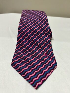 Fendi Pink and Blue Zigzag Silk Tie